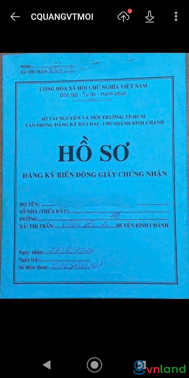 Bán đất mặt tiền Vĩnh Lộc A, Bình Chánh – Giá tốt đầu tư